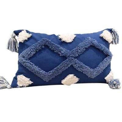 Handmade Navy Blue Pillow Cover with Tassels