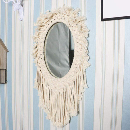 Handmade Oval Macrame Wall Mirror