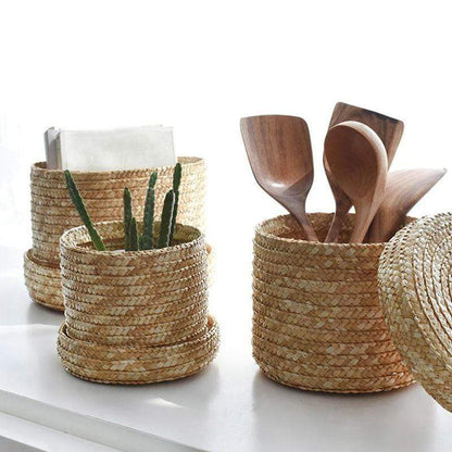 Handmade Straw Woven Caddy