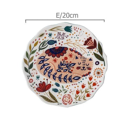 Handpainted Cat Ceramic Dinner Plate