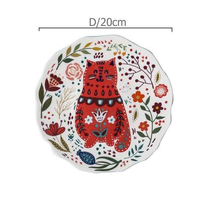 Handpainted Cat Ceramic Dinner Plate