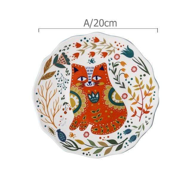 Handpainted Cat Ceramic Dinner Plate