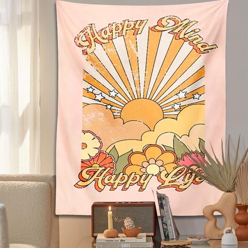 Happy Mind Happy Life Tapestry