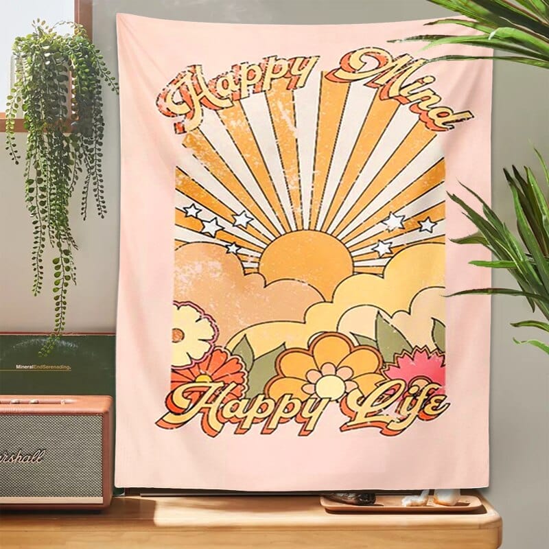 Happy Mind Happy Life Tapestry