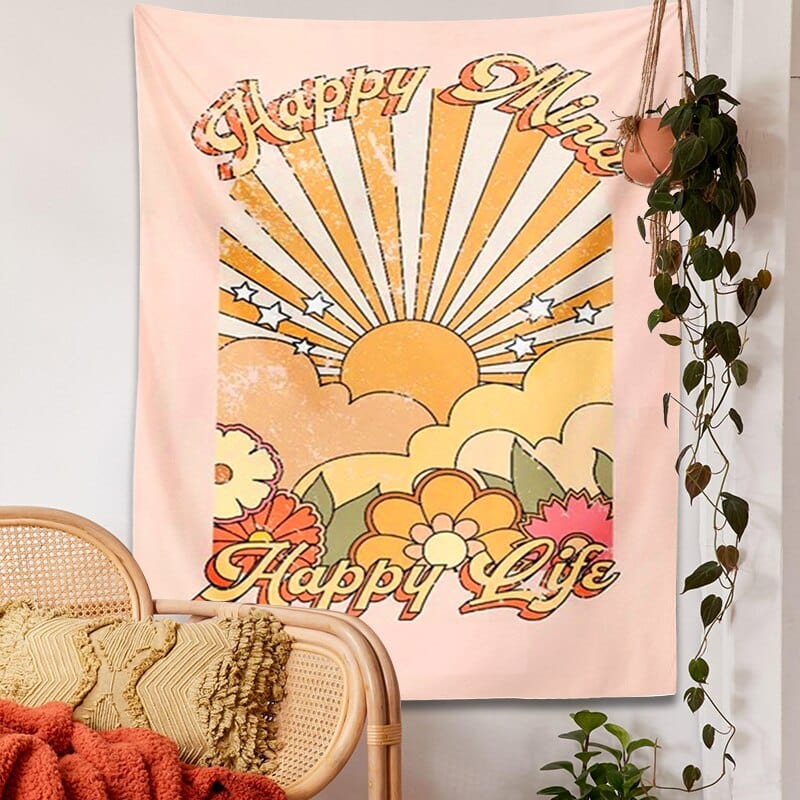 Happy Mind Happy Life Tapestry