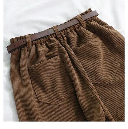 High Waist Corduroy Loose Pants