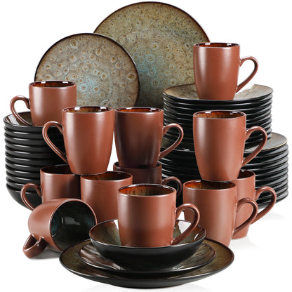 BUBBLE Brown Stoneware Tableware Set