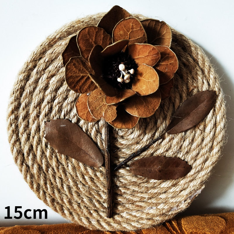 Embossed Floral Rattan Wall Decor