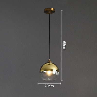 Lampe à suspension boule en verre ambré