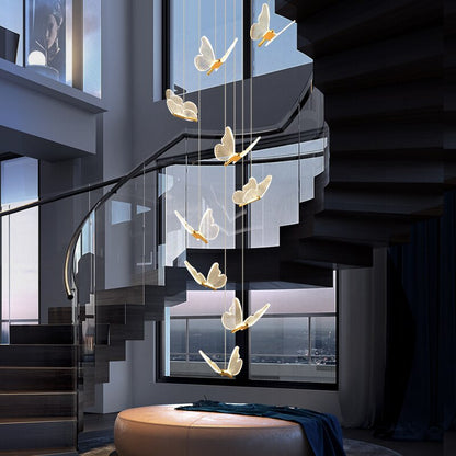 Jenna 3D-Butterfly Spiral Iron And Acrylic Chandelier