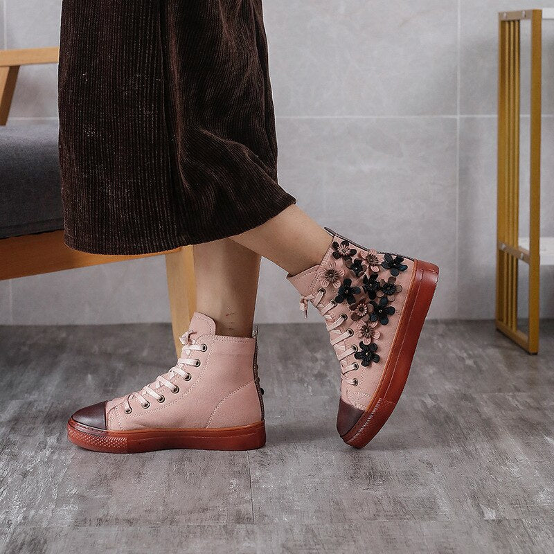 Floral Embroidered Ankle Boots