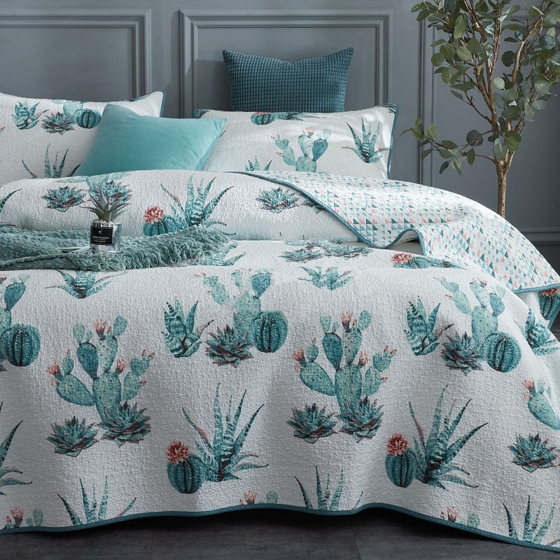 Ensemble de courtepointe design cactus