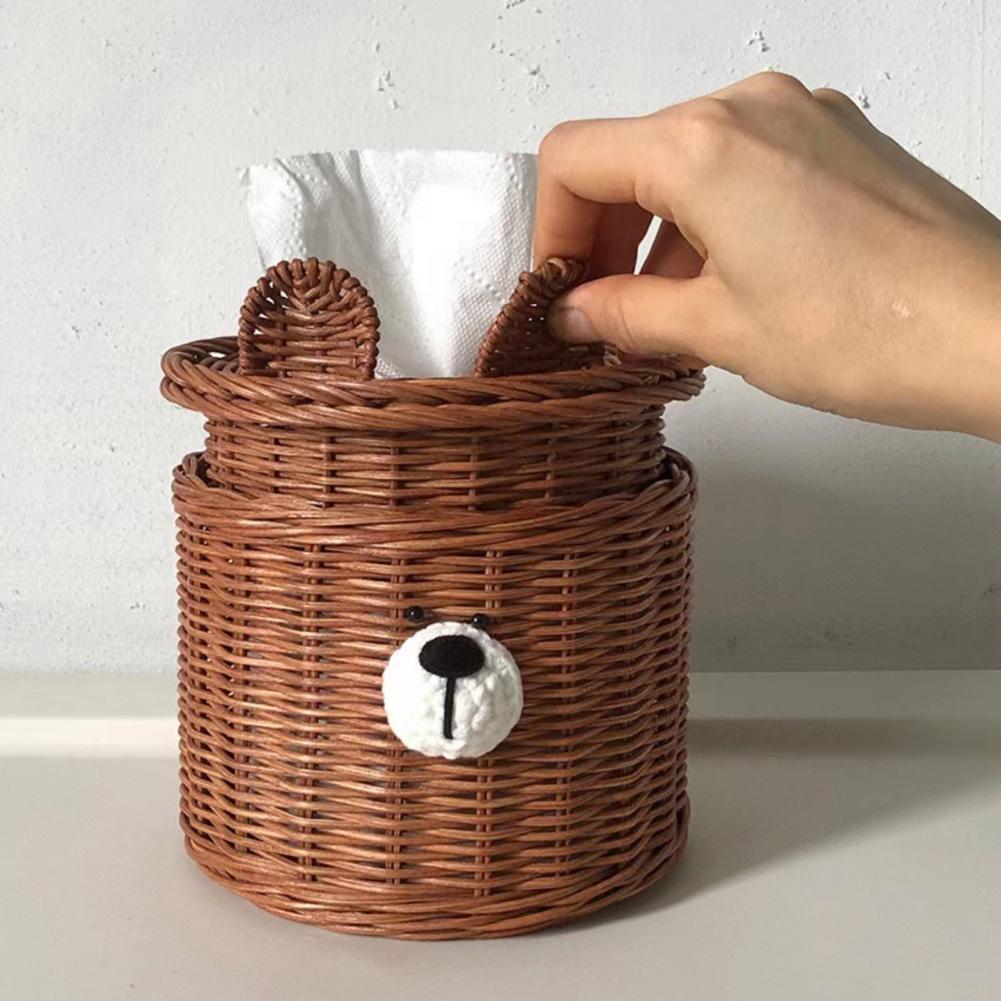 Rattan Bear Tissue Box