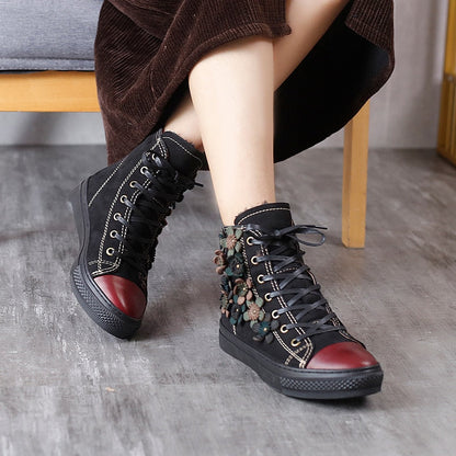 Floral Embroidered Ankle Boots