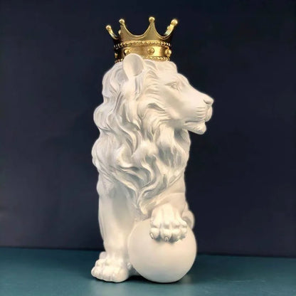 Golden Crown Lion King Statue