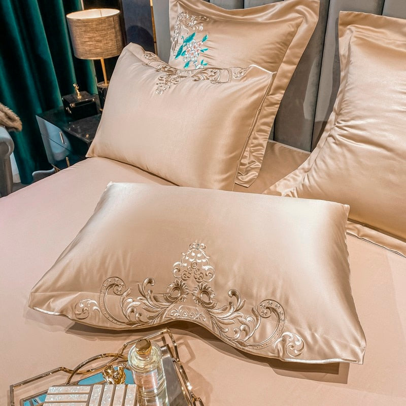 Domitia Desert Sand Embroidery Egyptian Cotton Bedding Set
