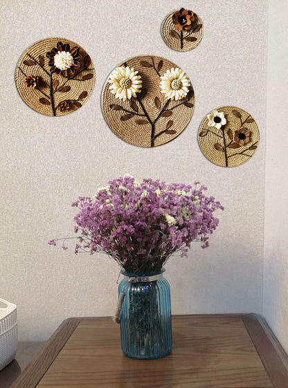 Embossed Floral Rattan Wall Decor