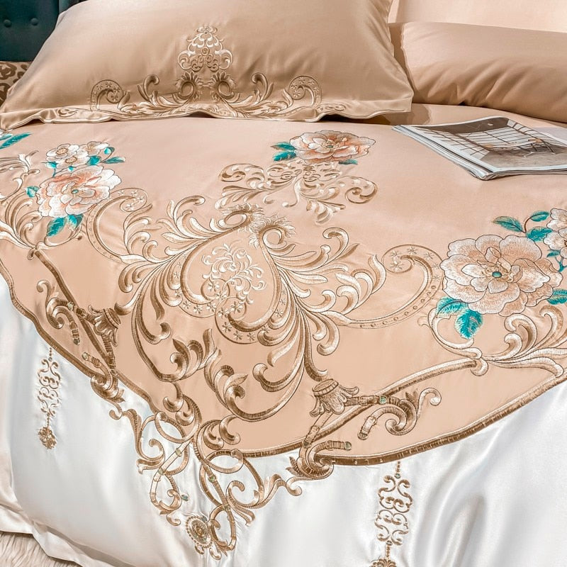 Domitia Desert Sand Embroidery Egyptian Cotton Bedding Set