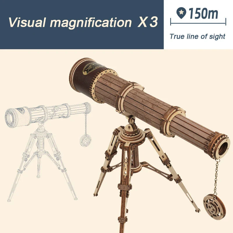 DIY Vintage Wooden Telescope Puzzle