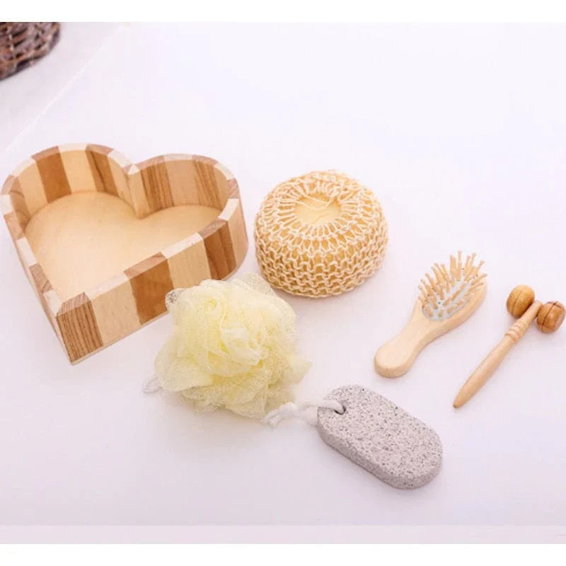 Heart Shaped 5 piece Bathroom Gift Set