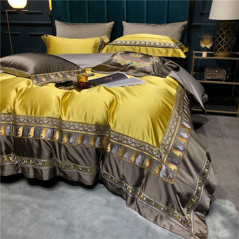 Hadi Embroidered Border Satin Bedding Set