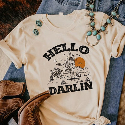 Hello Darlin Western Desert Graphic Tees