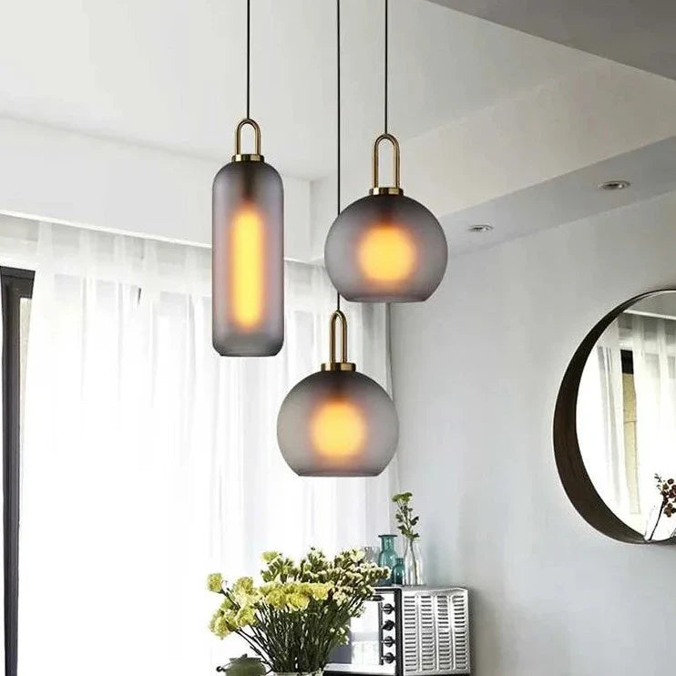 Lampe à suspension de plafond en verre sphère givrée