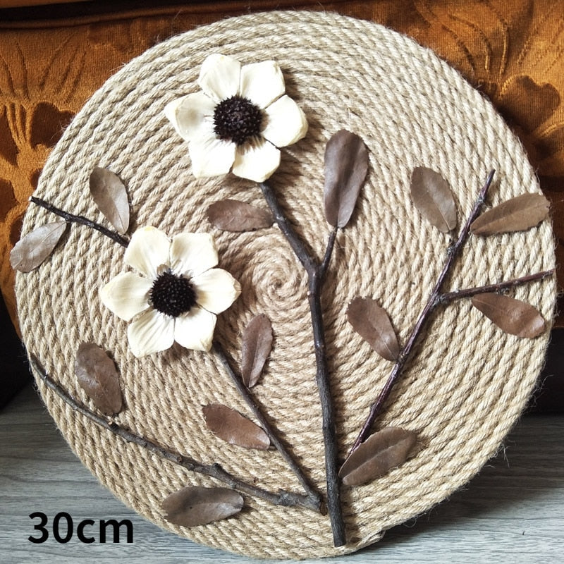 Embossed Floral Rattan Wall Decor