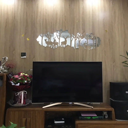 Deer Forest Acrylic Mirror Wall Sticker