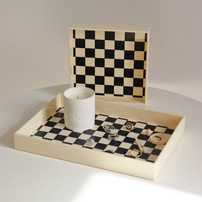 Checkered Marble Decorative Tray