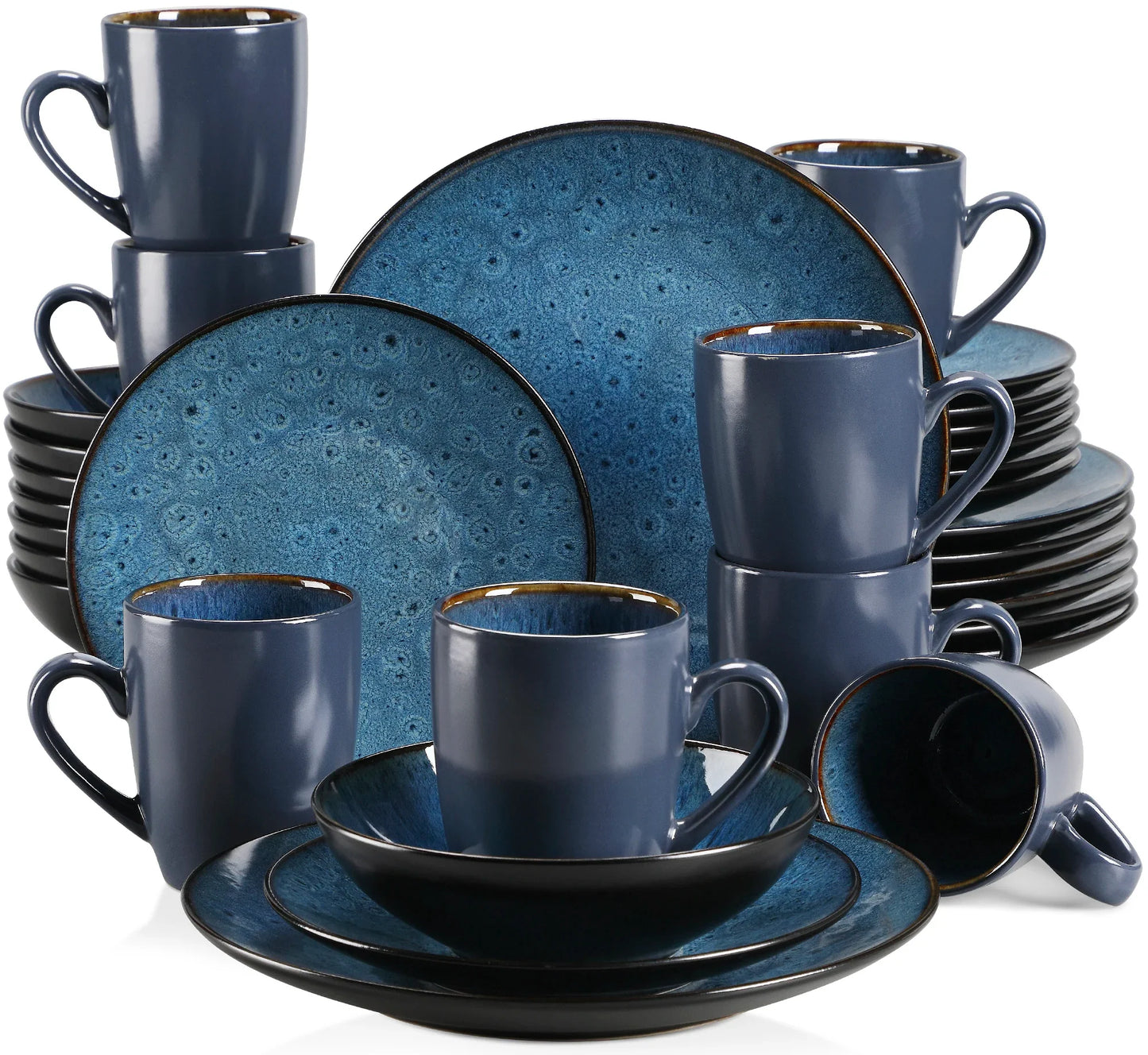 Set di stoviglie in gres blu BUBBLE