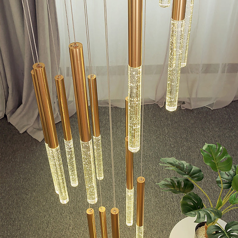 Mya Linear Copper And Crystal Strand Chandelier