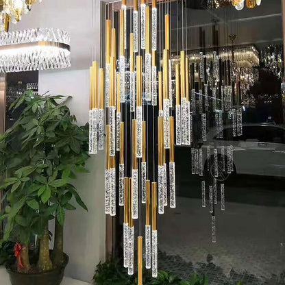 Mya Linear Copper And Crystal Strand Chandelier