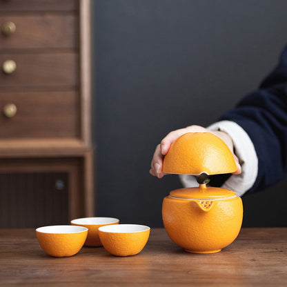 Orange Shape Portable Teapot Set