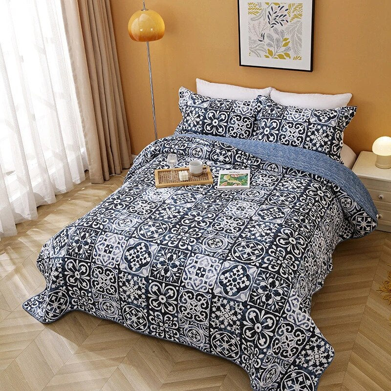 Mosaic Tiles Cotton Bedspread Quilts & Sets