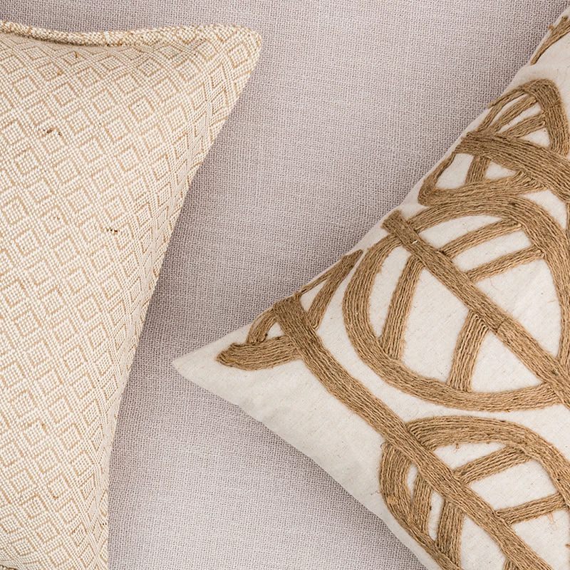 Linen Leaves Embroidery Cushion Covers boho