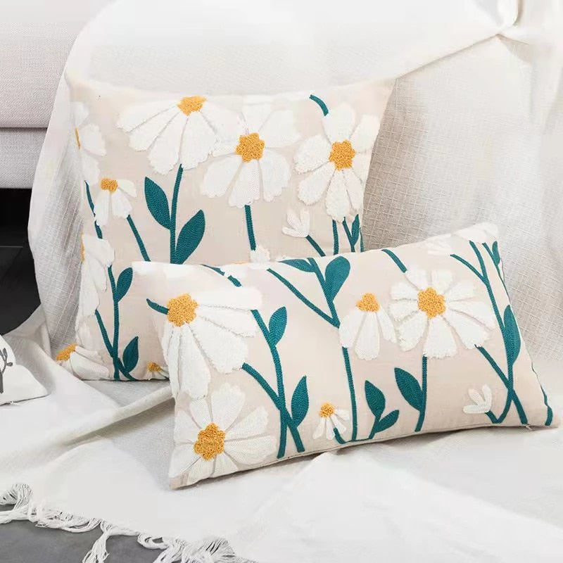 Spring Joy Embroidered Cushion Covers boho floral