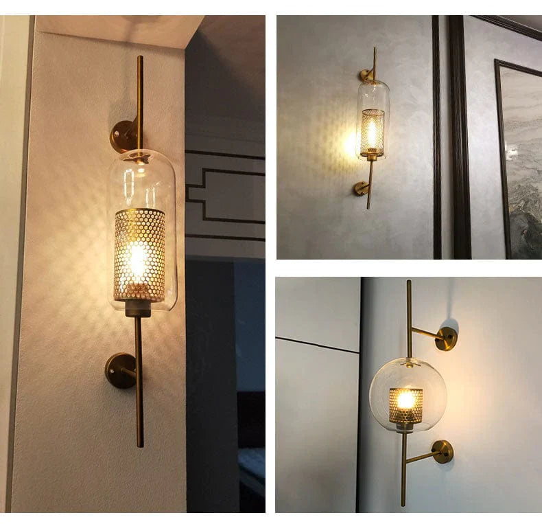 Honeycomb Antique Brass Wall Sconce Light