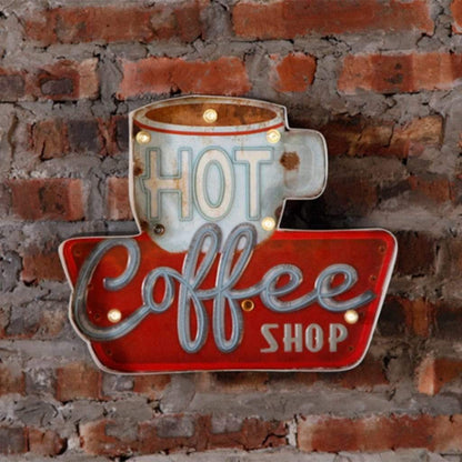 Hot Coffee Shop Tin Sign