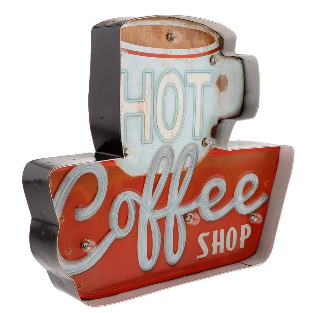 Hot Coffee Shop Tin Sign