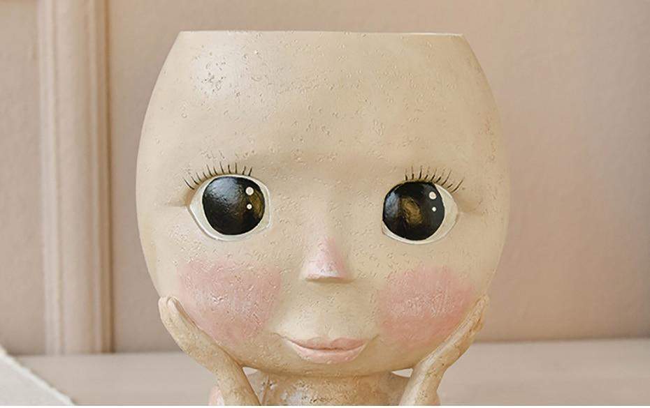 Human Doll Face Flowerpot cuteplanters faceplanter flowerpot flowerpots planter