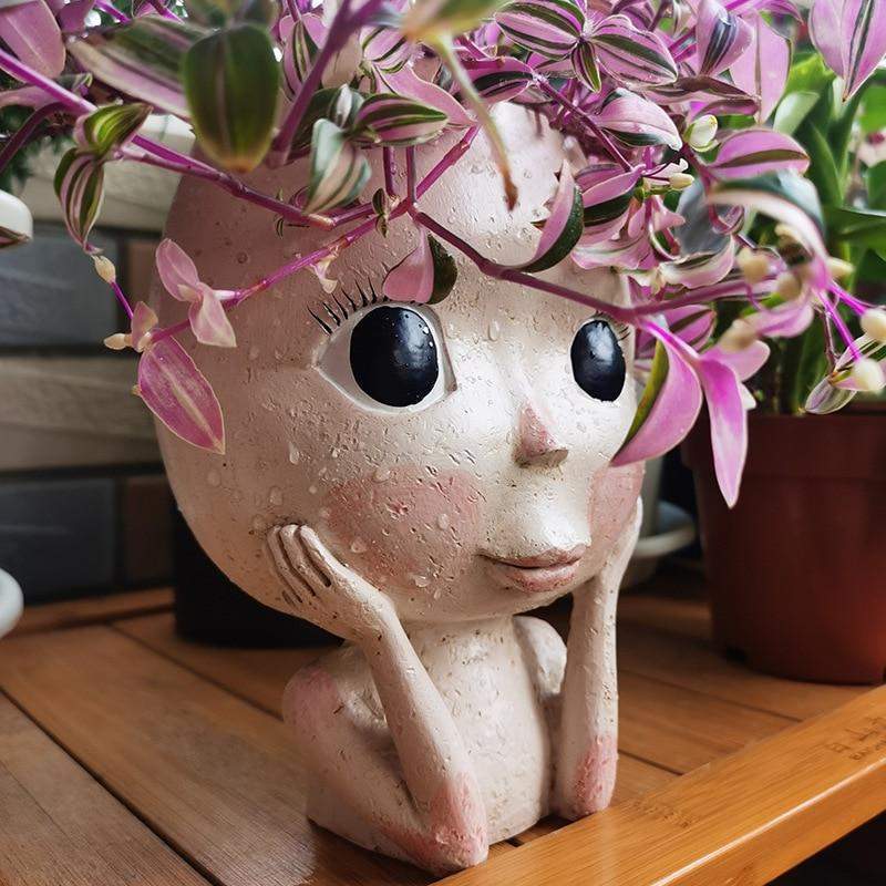 Human Doll Face Flowerpot cuteplanters faceplanter flowerpot flowerpots planter