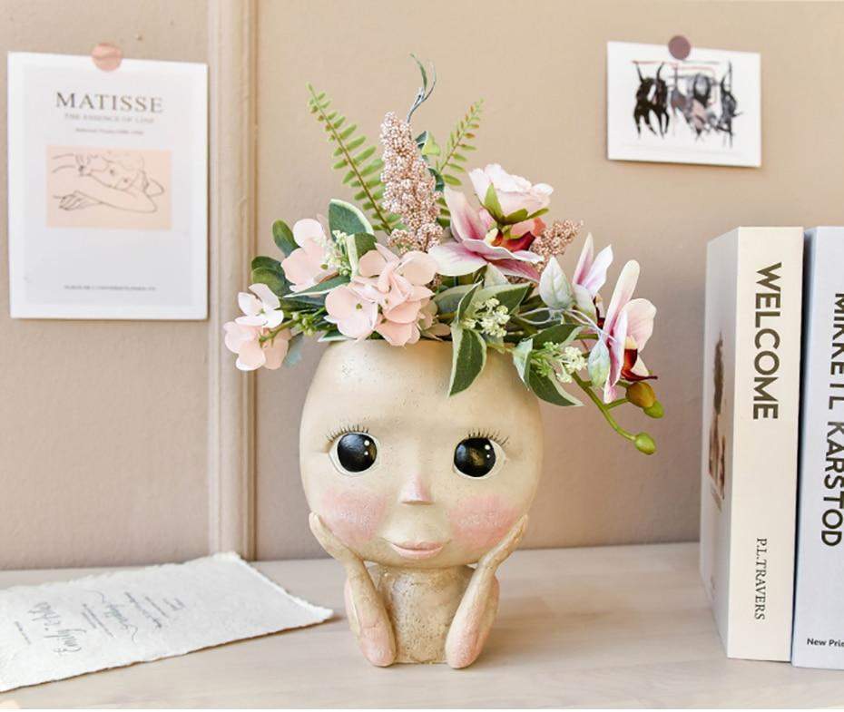 Human Doll Face Flowerpot cuteplanters faceplanter flowerpot flowerpots planter