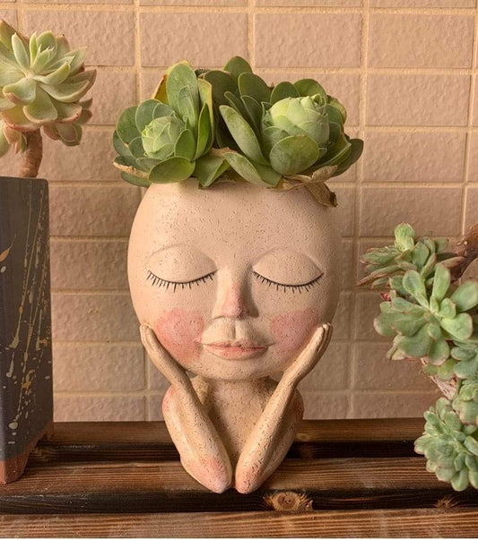 Human Doll Face Flowerpot cuteplanters faceplanter flowerpot flowerpots planter