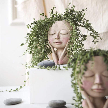 Human Doll Face Flowerpot cuteplanters faceplanter flowerpot flowerpots planter