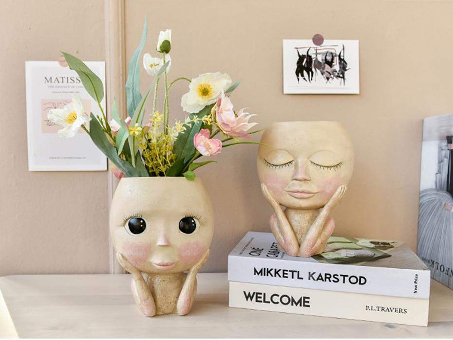 Human Doll Face Flowerpot cuteplanters faceplanter flowerpot flowerpots planter