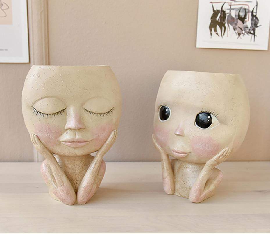 Human Doll Face Flowerpot cuteplanters faceplanter flowerpot flowerpots planter