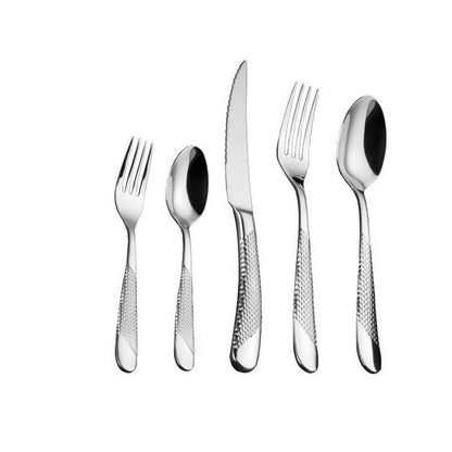 Ferran Silver Diagonal Textured Stainless Steel Cutlery Set