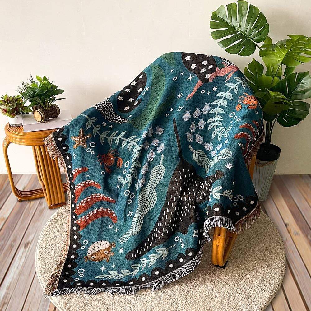 Into The Deep Blue Sea Throw Blanket