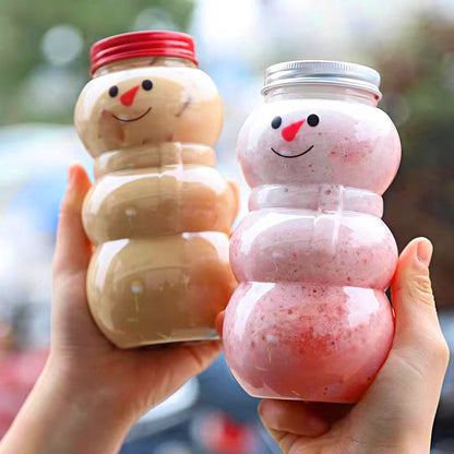 10 pcs Christmas Snowman Bottles With Lids